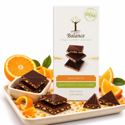 Čokoláda Balance  STEVIA hořká s pomerančem bez přidaného cukru 85g