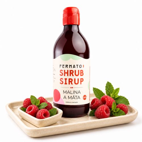 Sirup Shrub FEERMATO  malina a máta 340 ml