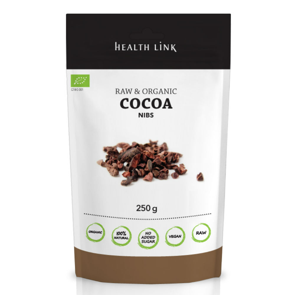 Health Link Kakaové boby drcené RAW BIO 250g