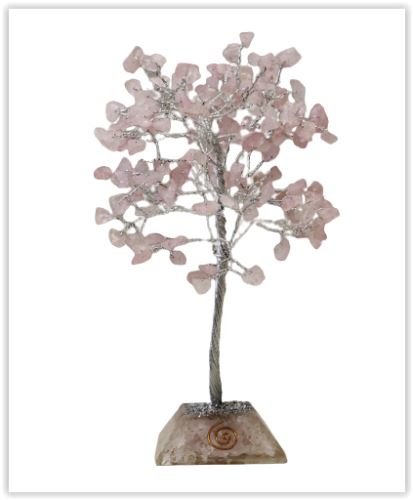 Stromek štěstí s orgonitovým podstavcem 160 kamínků - růženín