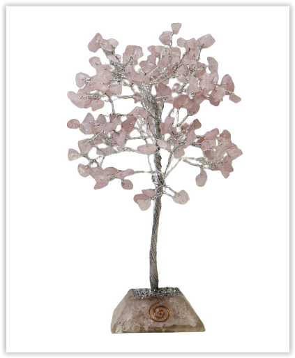 Stromek štěstí s orgonitovým podstavcem 160 kamínků - růženín