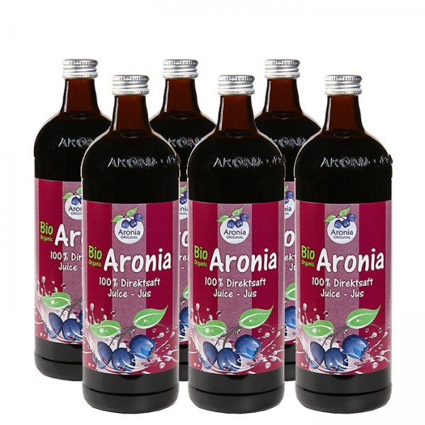 Arónia originál Arónie BIO (černý jeřáb, jeřabina), 100% přímo lisovaná šťáva, 6x0,7 litru