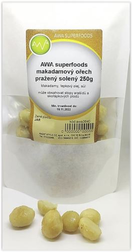 AWA superfoods makadamový ořech pražený solený 250g