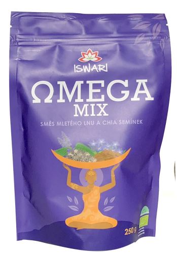 Iswari BIO RAW Omega MIX (směs mletých semínek: 10% chia, 90% hnědý len) 250 g
