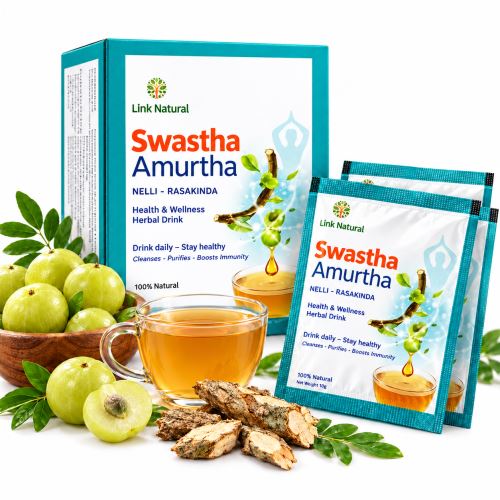 Ájurvédský bylinný rozpustný nápoj 7 × 4 g Link Natural Swastha Amurtha