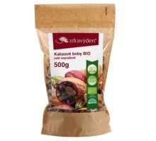Zdravý den Kakaové boby BIO celé nepražené 500g