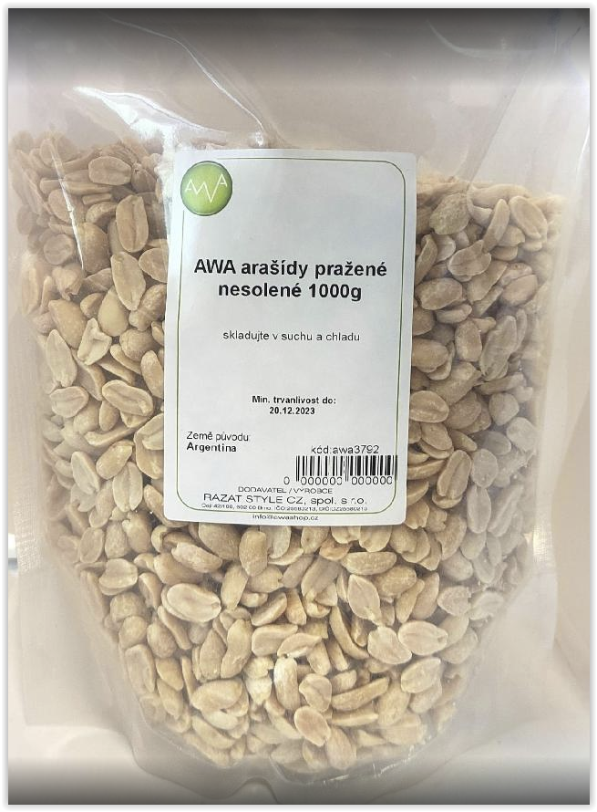 AWA superfoods arašídy pražené nesolené 1000g