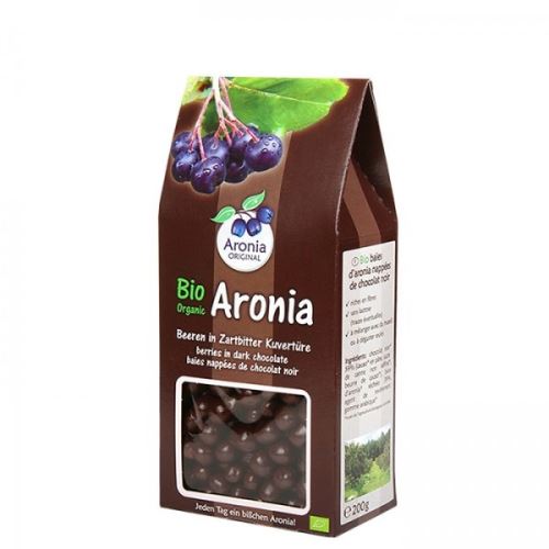 Arónie BIO (černý jeřáb, jeřabina), sušené plody v hořké čokoládě 200 g
