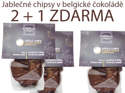 Jablečné chipsy v belgické čokoládě 2 + 1 ZDARMA